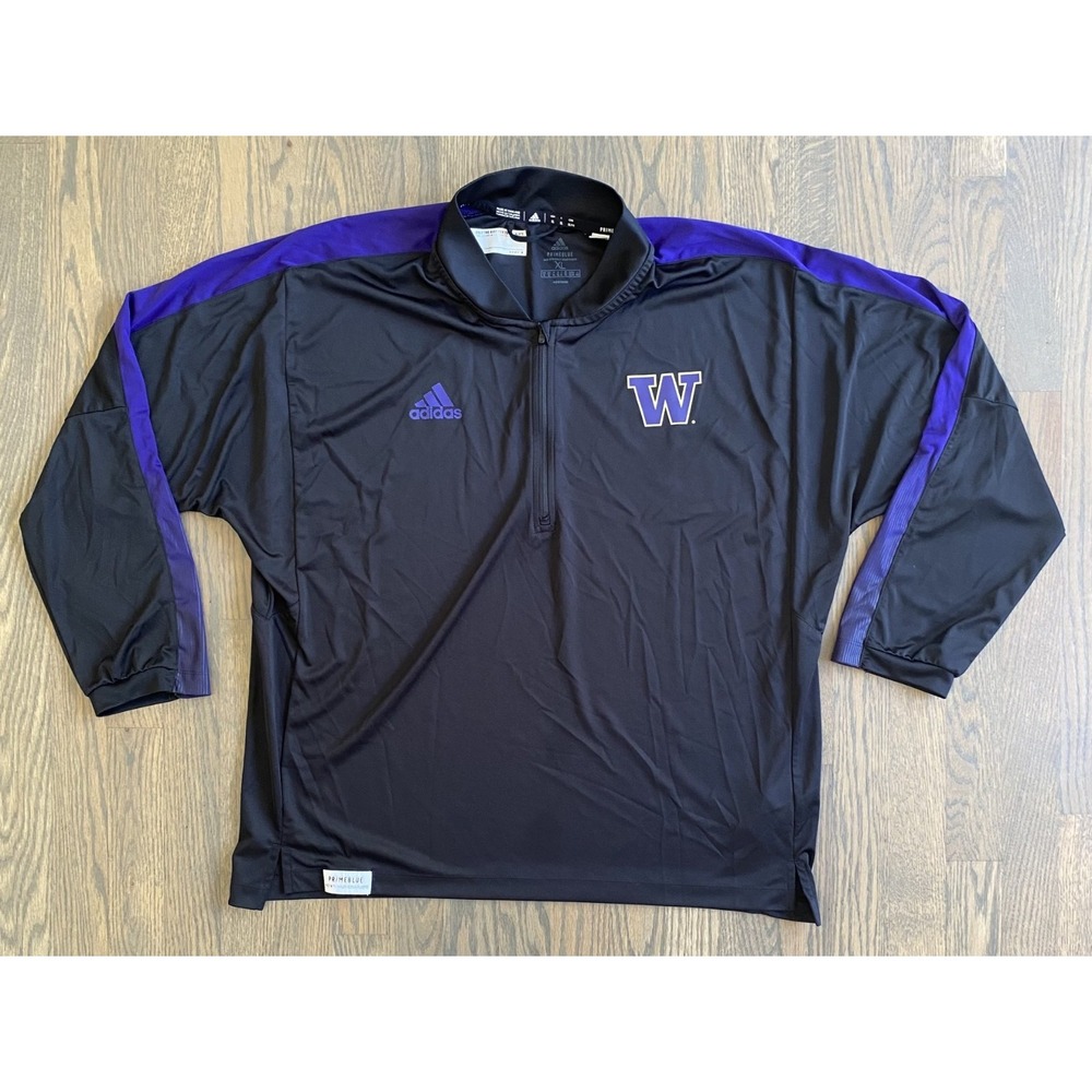 Washington Huskies Adidas Primeblue Quarter Zip Pullover Black Men Size XL